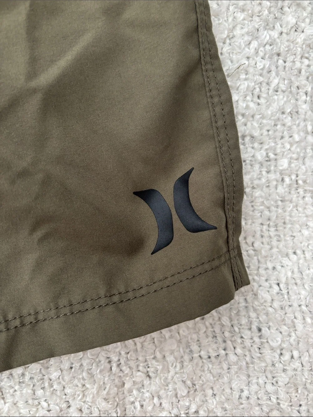 Hurley Men's Olive Green Board Shorts with Black Drawstring Size 38